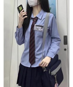 長袖 シャツ レディース ワイシャツ 水色 スクールシャツ 制服 学生 中学生 高校生 大学生 無地 シンプル jk 学院風 通学 春 春服 秋 秋服