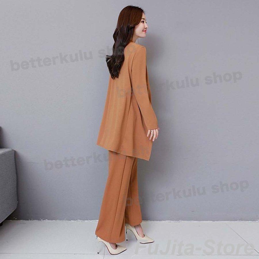 レディース スーツ セレモニー 3点セット ゆったり 体型カバー 服 母 ママ 卒業式 卒園式 入学式 スーツジャケット パンツスーツ 通勤 OL - 画像 (5)